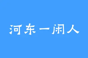 河东一闲人