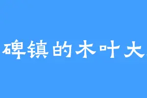 丰碑镇的木叶大师