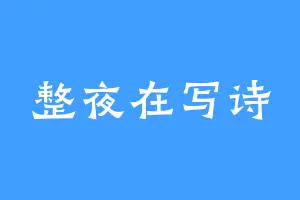 整夜在写诗