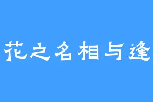 花之名相与逢