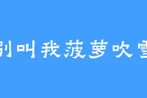 别叫我菠萝吹雪